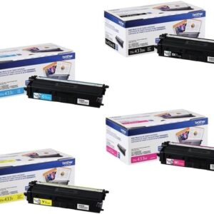 Brother TN433BK, TN433C, TN433M, TN433Y High Yield Black, Cyan, Magenta and Yellow Toner Cartridge Set